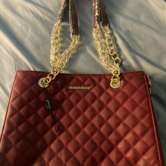 Montana West Handbags - Montana West Quilted Burgundy Shoulder Bag
